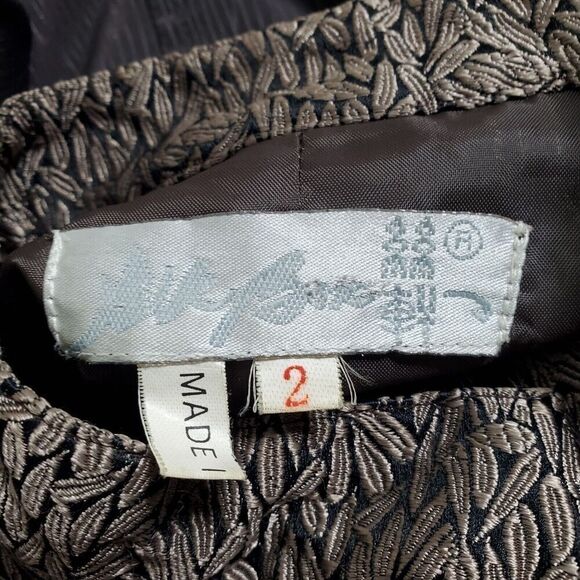 Silk Box Asian Petal Jacket Size 2 Full Zip Silk Blend Brown Form Fit Womens - Picture 10 of 12